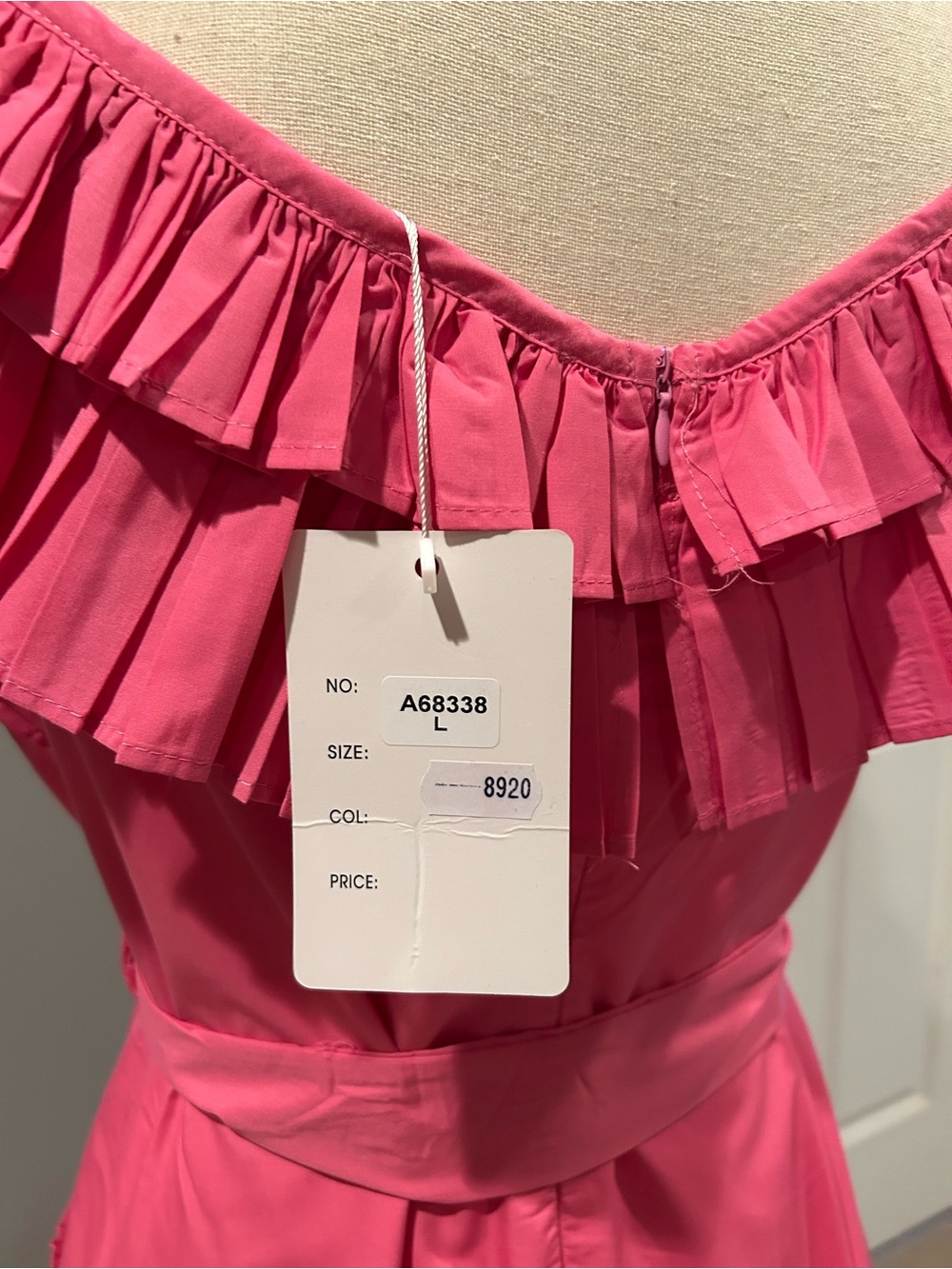 Pink Ruffled V-Neck Mini Dress - Picture 9 of 9